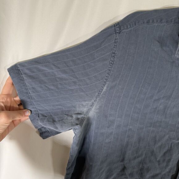 Croft Barrow 100% Silk Shirt Men's Large Blue Button Up Short Sleeve Collared - Picture 2 of 9